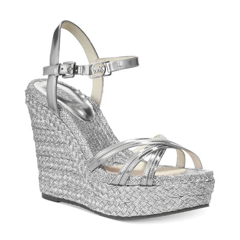 michael kors silver wedge sandals